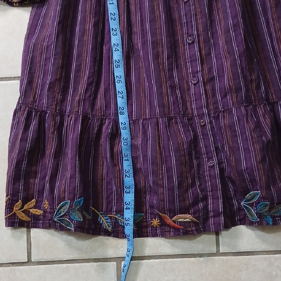 JOHNNY WAS Womens Size S Purple Stripped Embroidered Bell Sleeve Dress/Tunic - Picture 5 of 6